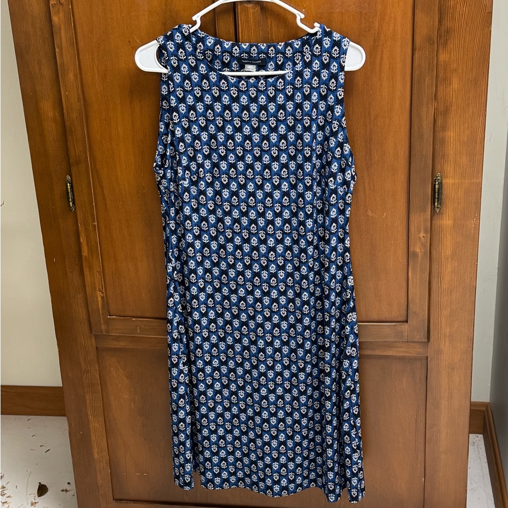 Tommy Hilfiger Sleeveless Blue Patterned Dress sleeveless NWT size10 L37 #easter